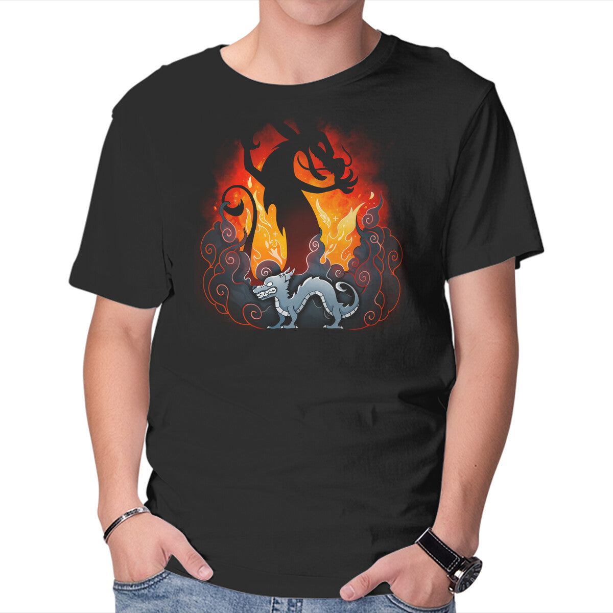 Unisex Crew Neck T-Shirt Spirit Of Dragon Graphic Short Sleeve Casual Tee L