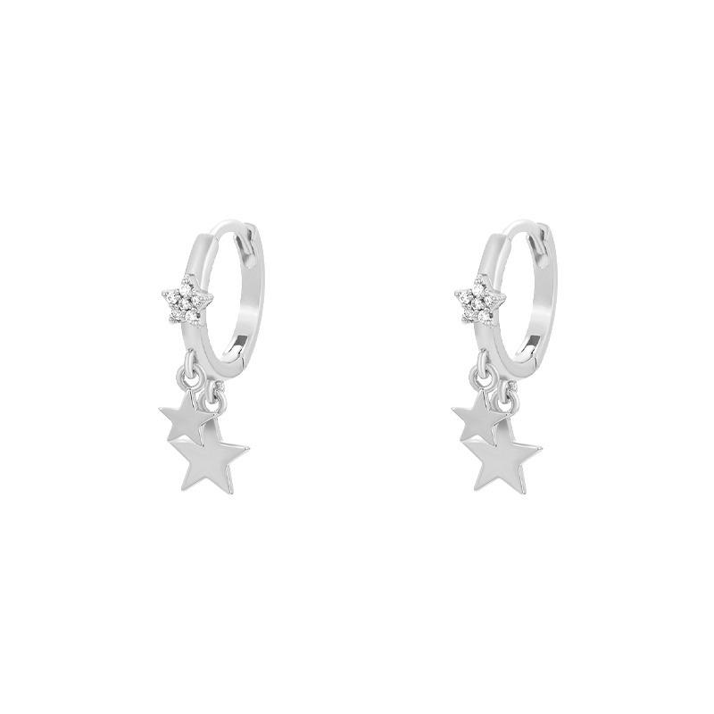 Star Ear Buckle Women's Simple Light Luxury Pentagram Micro-inlaid Zircon Earrings Niche Design Earrings