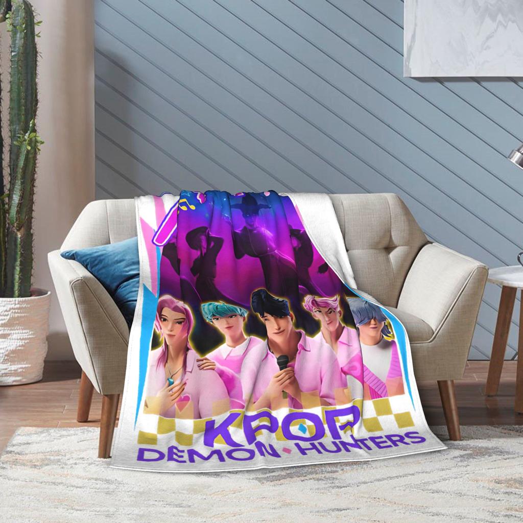 Saja Boys Kpop Demon Hunters Blankets  Flannel Awesome Soft Throw Blanket for Chair Covering Sofa  Winter