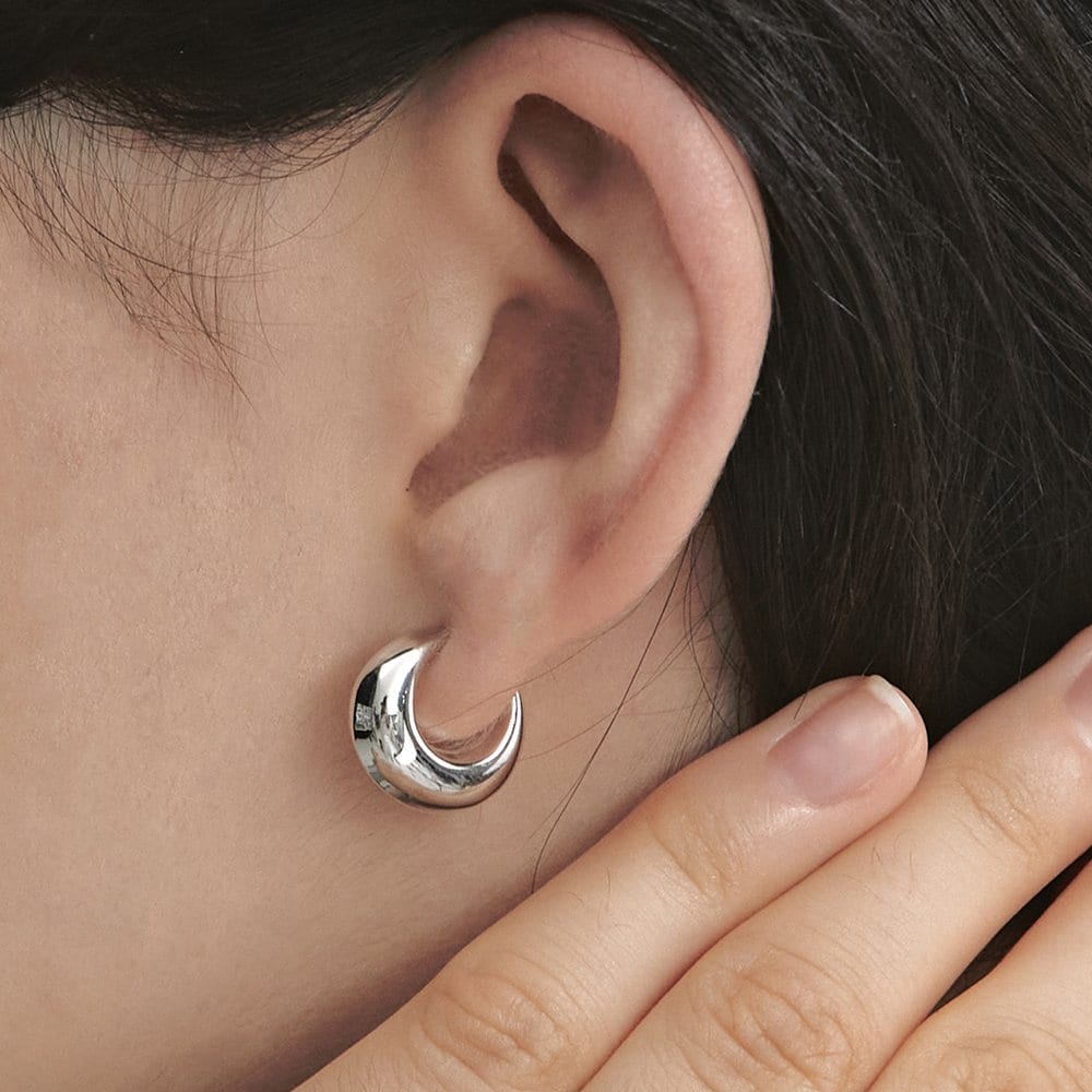 H Edition Silver (W) Volume Hoop Earrings Hl6E42603W9Xxx