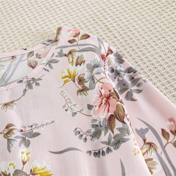 Spring Autumn Women Chiffon Dresses Casual Floral Printed Bark Crinkling Long Dresses O-neck Long Sleeve Loose Muslim Maxi Dress