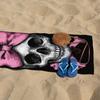 1pc Modern Skull Bow Design Microfiber Beach Towel Lightweight & Quick-Dry | Machine Washable, Oversized Knit Fabric Blanket