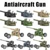 Army Series USA Battle Gun Cannon Brick Playset WW2 German Anti-aircraft Rocket Army Soldier Figures Block Bricks Kids Toys  Playsetss