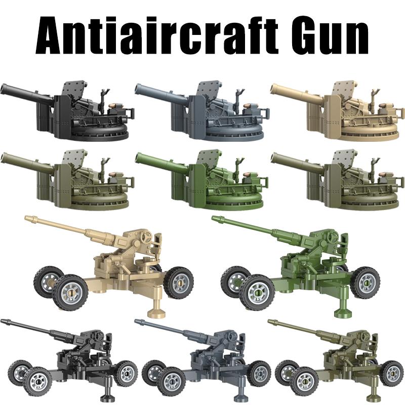 Army Series USA Battle Gun Cannon Brick Playset WW2 German Anti-aircraft Rocket Army Soldier Figures Block Bricks Kids Toys Playsetss
