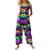 Women Sleeveless Jumpsuit Halloween Print Cotton Casual Loose Fit Wide Leg Romper Pocketed Overall Pants
