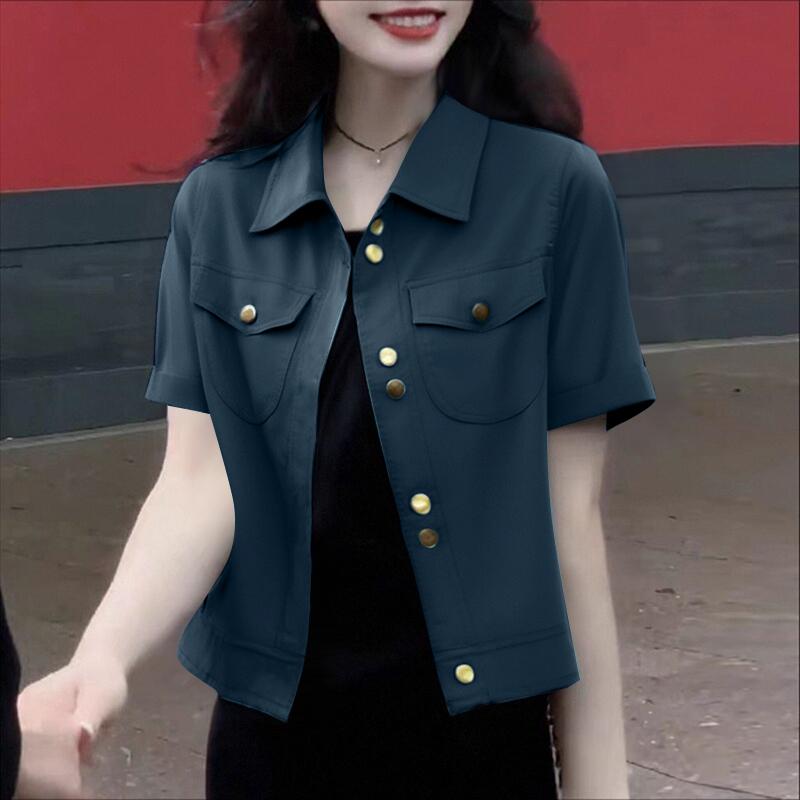 ZANZEA Women Turn Down Collar Casual Short Sleeve Blouse