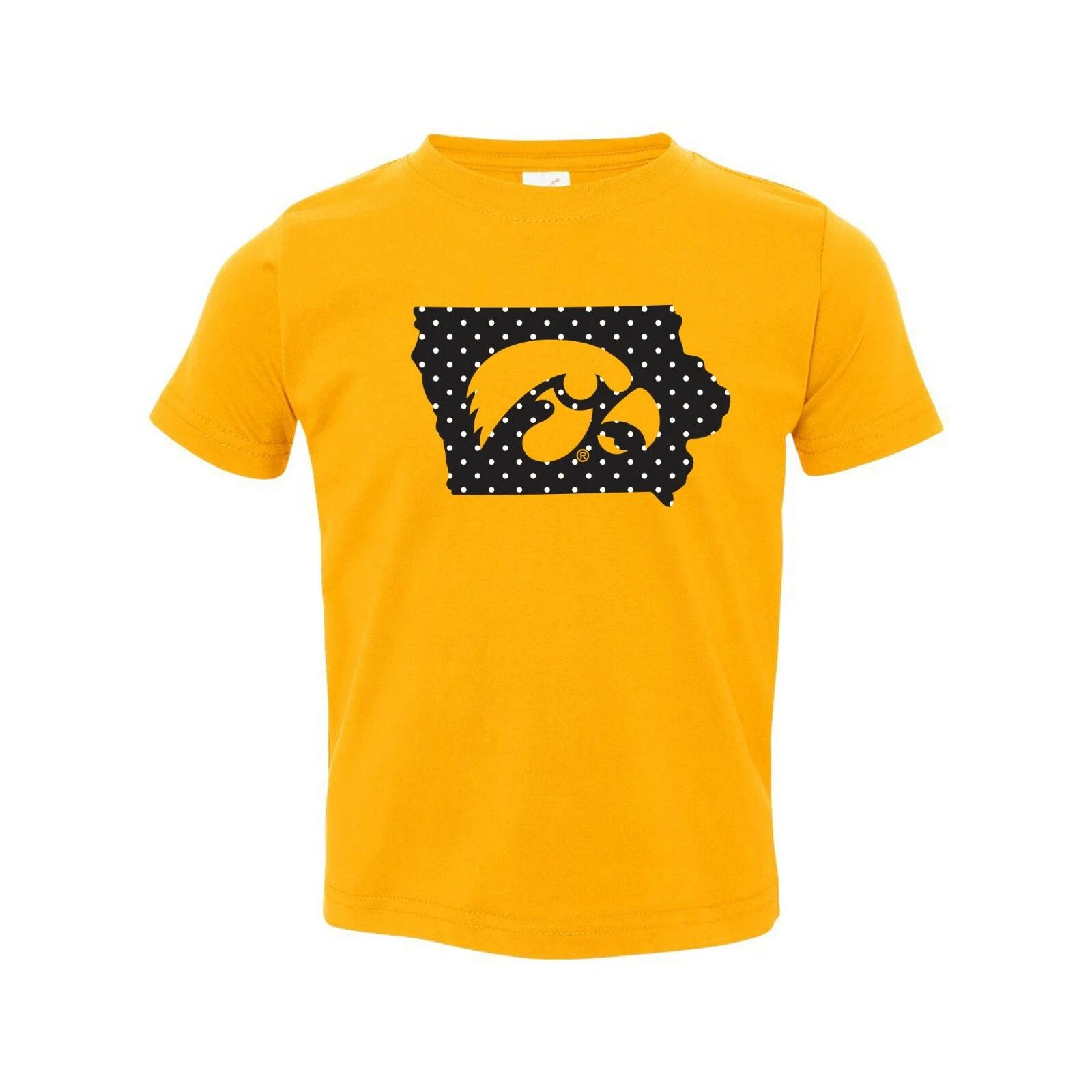 Iowa Hawkeyes Polka Dot State Toddler T Shirt - Gold XL