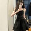 French Hepburn Black Suspender Dress New Temperament Waist Thin Short Skirt Small Black Dress Skirt