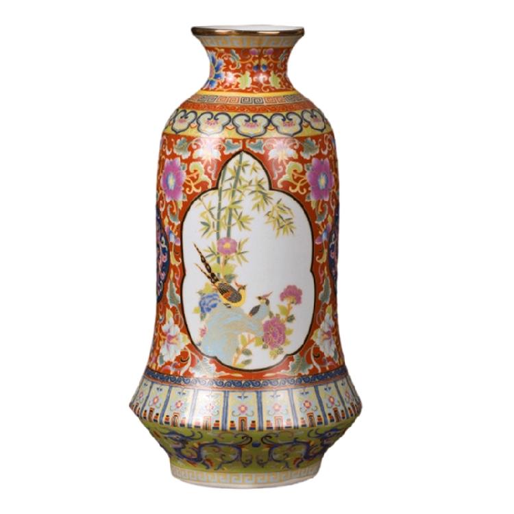 Elegant Chinese Ceramic Craft with Enamel Detailing Desk Ornament for Home Decoration and Gift Giving