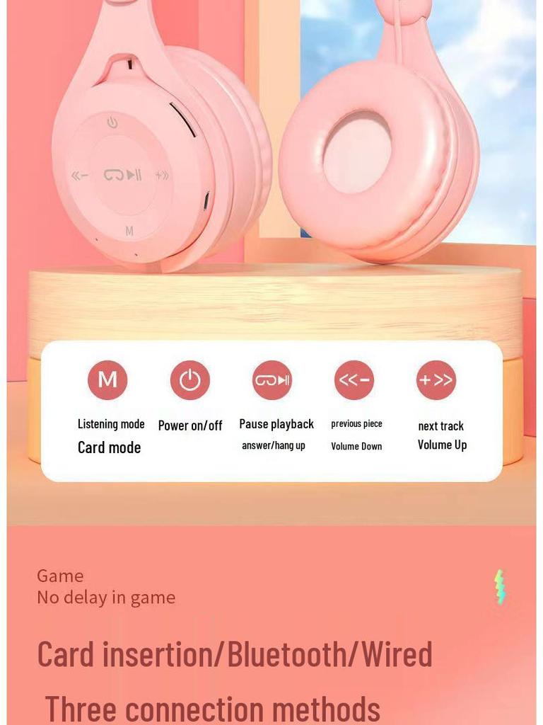 Y08 Over-Ear Bluetooth Headphones, Macaron Folding Design