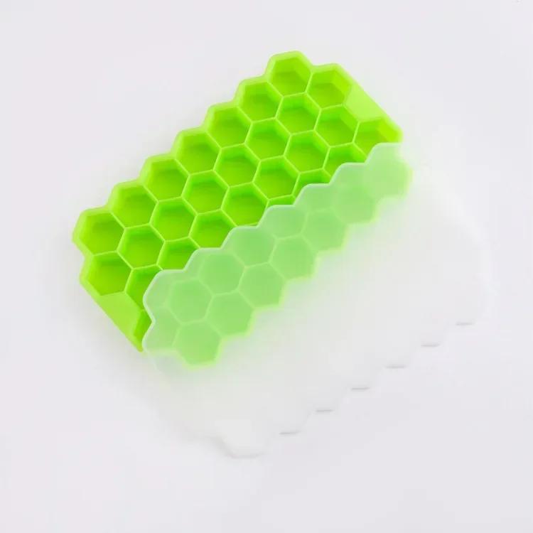 

Силиконовые формы для кубиков льда с крышками, большая квадратная форма для кубиков льда на 37 кубиков, форма для льда большой емкости для приготовления пищевого льда 1PC зелёный