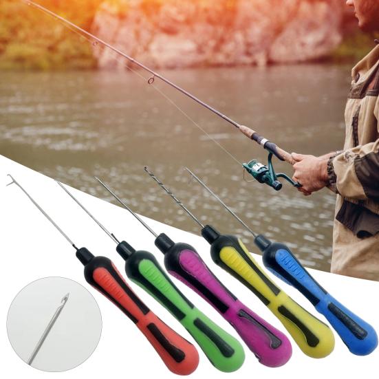 5Pcs Baiting Needles Crochet Hooks Set Non-Slip Handle Design Comfortable Grip Rigging Needles Carp Fishing Tackle Kit