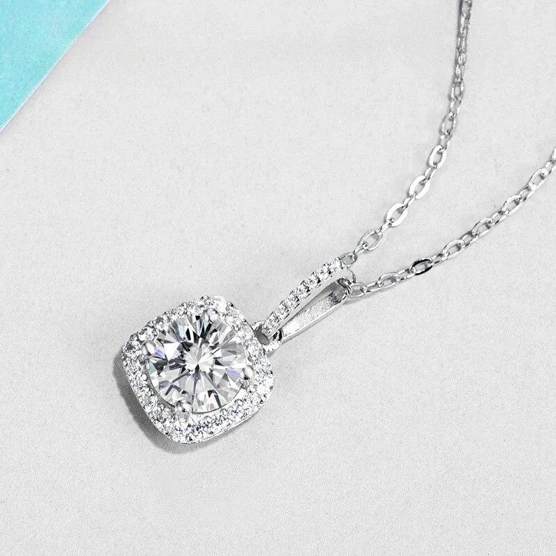 Nytt Moissanitt Diamant 6,5 mm 1CT Halskjede For Kvinne Anheng 925 Sølv Halskjede For Kvinner Kjeder Selskap Brude Fint Smykke
