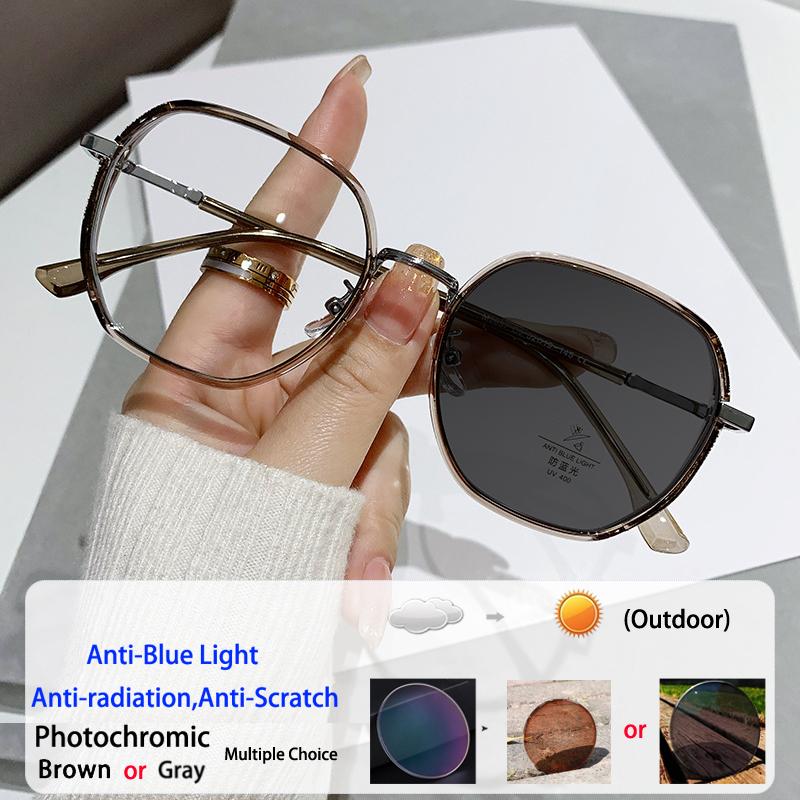 Fashion Anti-Blue Light Myopia Glasses Oversized Frame Cat Eye Glitter Presbyopic Custom Nearsighted Eyewear Men Women Optical
