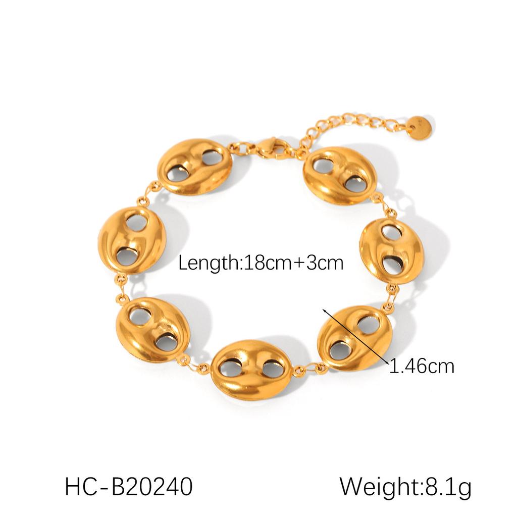 Titanium Steel Bracelet with Zirconia Butterfly Shell Waterdrop Flower Charms Pig Nose Clasp Design