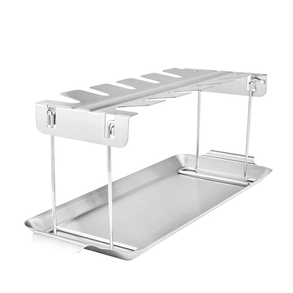 With Drip Tray Chicken Leg Rack Folding Chicken Leg Wing Grill Rack  Barbecue Accessories