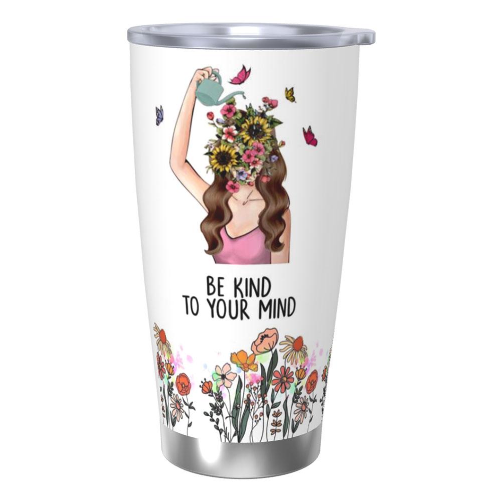 20 Oz Stainless Steel Tumbler Insulated Thermos Double-sided Print Travel Coffee Mug with Lid for Home Office Or Car