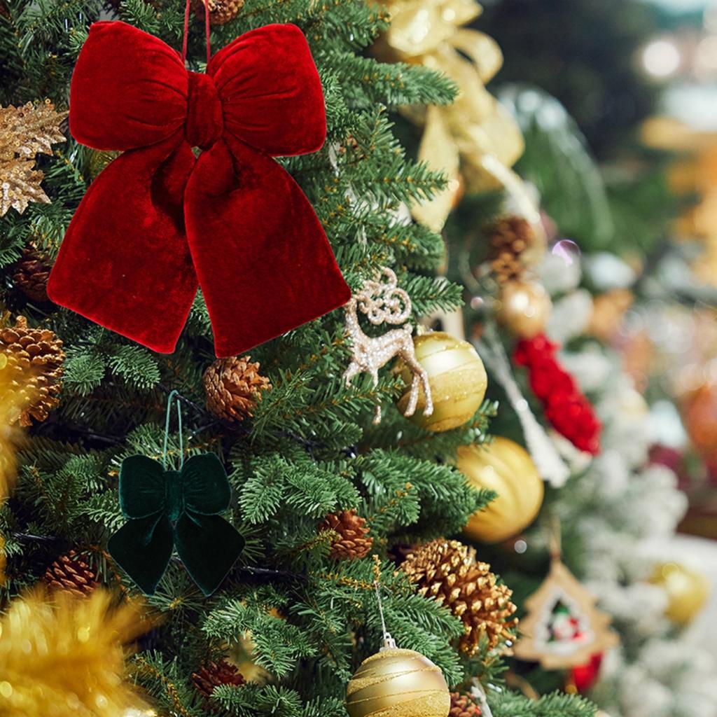 Christmas Bow Comfortable Velvet Bow Ornament Christmas Tree Bow Pendant Soft For Wedding Decoration Home Decoration Office