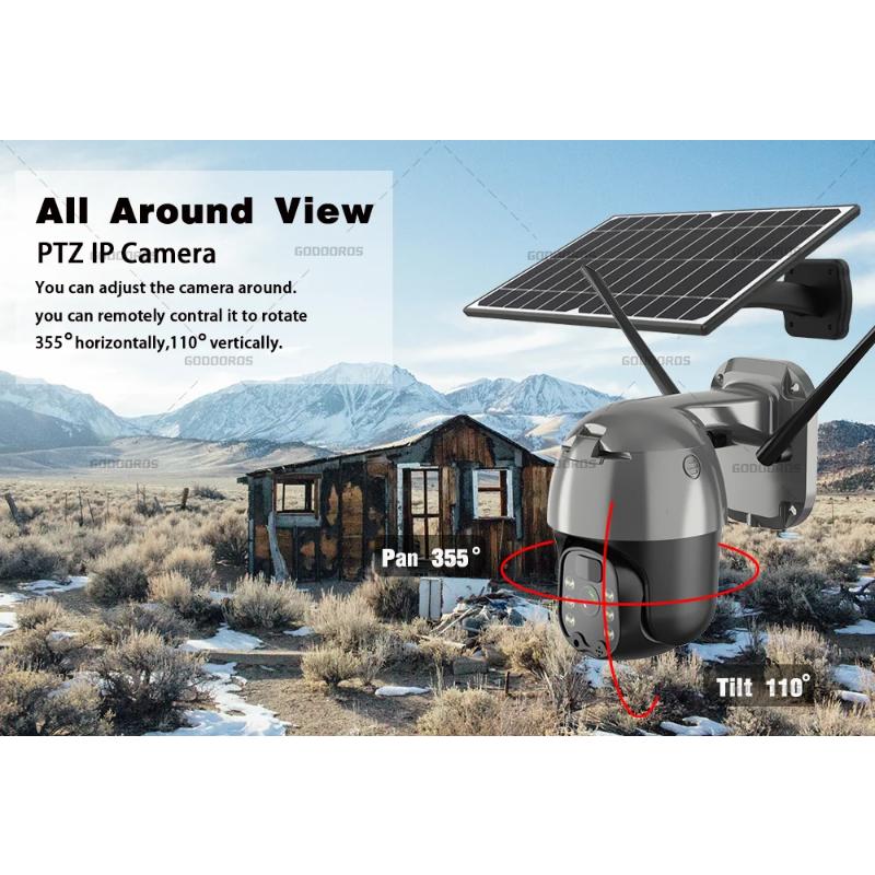 3MP Outdoor 8W Solar Recharge PTZ Camera 4G LTE FDD GSM/WIFI Wireless IP Camera 1080HD Rotate 360 CCTV Security Surveillance