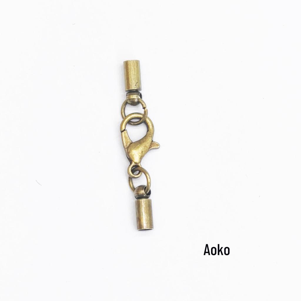 Copper & Leather Buckle Cap Bracelet with Clock Pendant