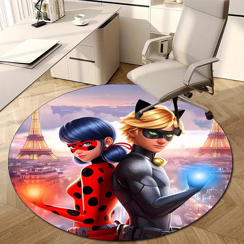 1pc Ladybug Design Printed Area Round Carpet for Bedroom Living Room Home Decor Rugs Mat Non Slip Mat Rug for Bedside