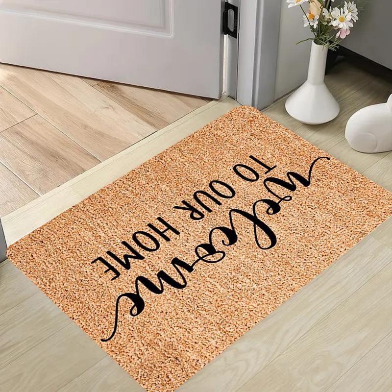 Minimalistische Fußmatte Willkommen Buchstabenmuster Heimdeko Teppich Weiche rutschfeste Bodenmatte für Eingangsbereich Wohnzimmer Schlafzimmer Küche