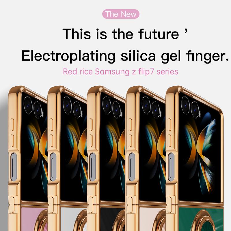 Electroplating 6D Astronaut Plastic Phone Case for Samsung Galaxy Z Flip 7 FE 6 5 4 3 Flip7Magnetic Ring Holder Shockproof Cover