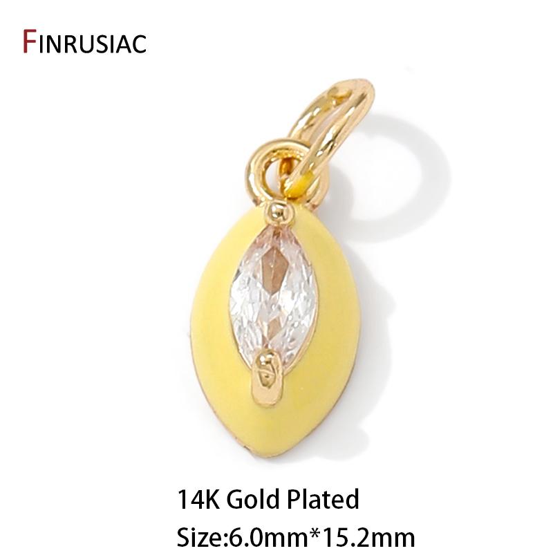 14K Gold Plated Brass Zircon Oval Shape Charms Pendant For Necklaces Accessories,Charms For Jewelry,DIY Jewelry Making Supplies