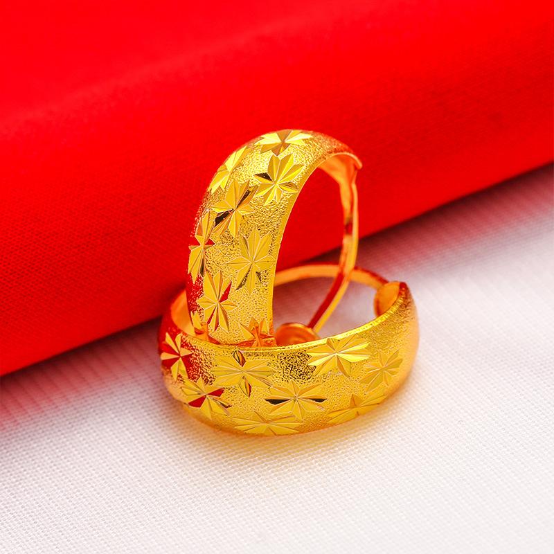 Vietnamese Sand Gold Euro Gold Jewelry Sand Gold Old Lady Gypsy Earrings Women'S Imitation Gold-Plated Round Ear Buckles
