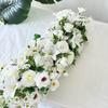 Uflower Atficial White Flower Row Runner Elegant Artificial Center Stage Background for Wedding Party Home Decoration