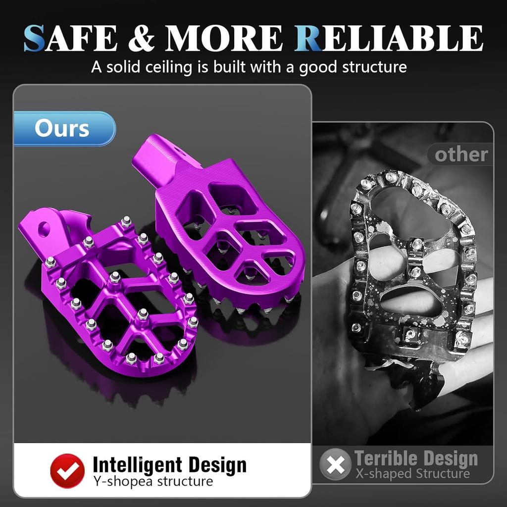 Wider Footpegs CNC for Surron LBX/E-Ride Pro SS/SR/S, Dirt Bike Foot Pegs Non-Slip Wider Design with Heavy-Duty Spring for Sur Ron Eride Pro SS