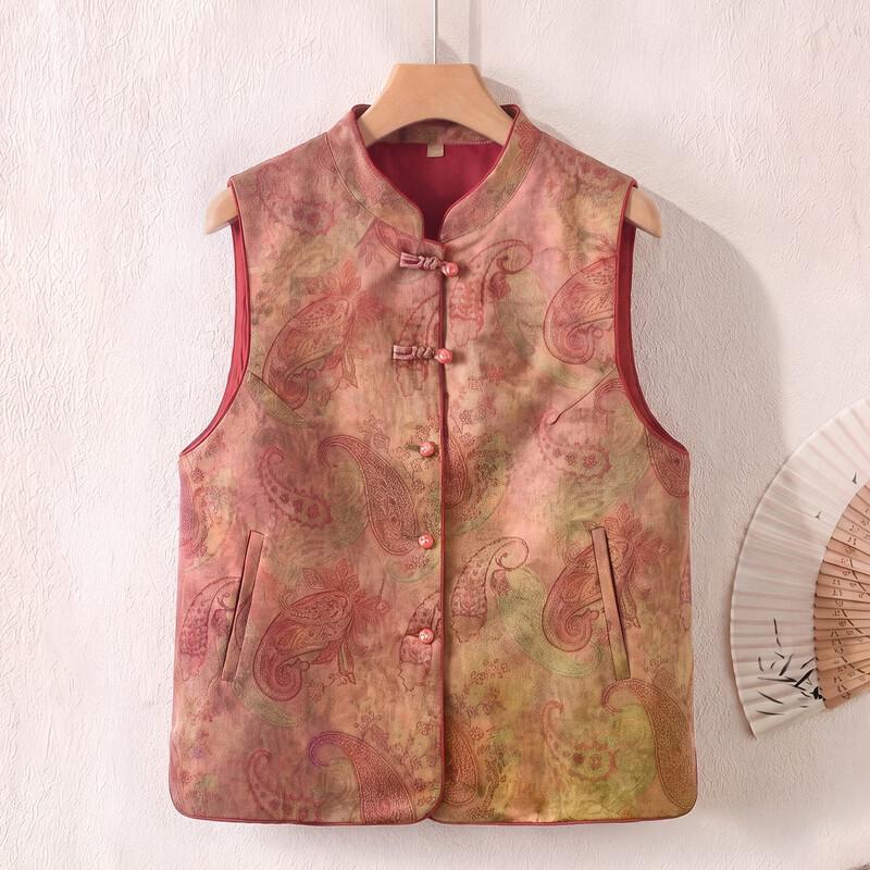 Yuzhaolin Elderly Women's Traditional Mandarin Collar Jacquard Vest