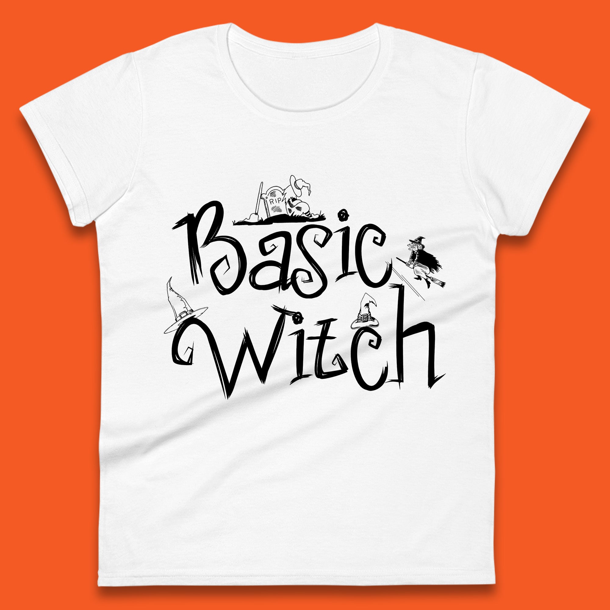 Basic Witch Funny Halloween Witch Horror Spooky Season Womens Tee T Shirt Mens Tops Unisex Top L