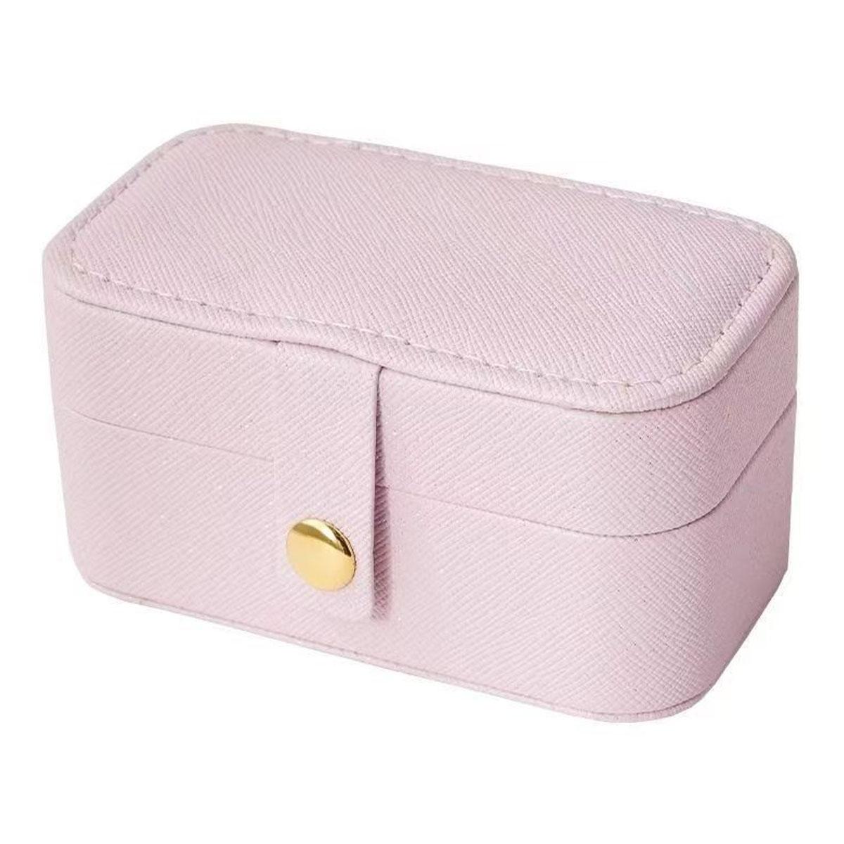 

1 шт.-Изысканная кожаная шкатулка для украшений Простая шкатулка для хранения колец, ожерелий, серег Простого стиля Портативная шкатулка для хранения для ежедневных поездок розовый