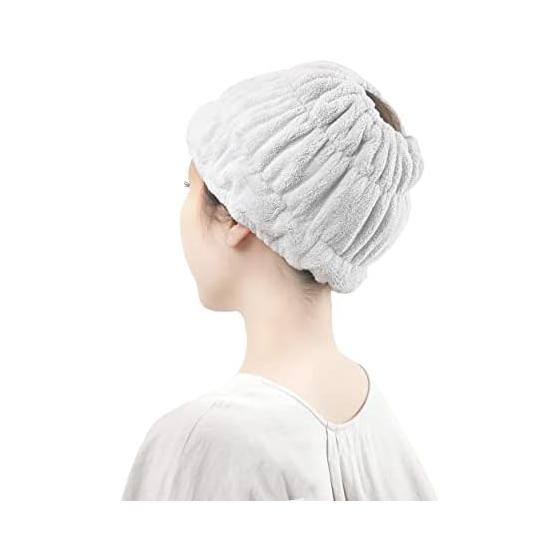 Towa Sangyo Hair Drying Towel Hair Turban Qsui Hair Band Gray Approx. 20 x 17cm 34149 Face Wash Absorbent Quick Drying Wide After Bath Fluffy Hair