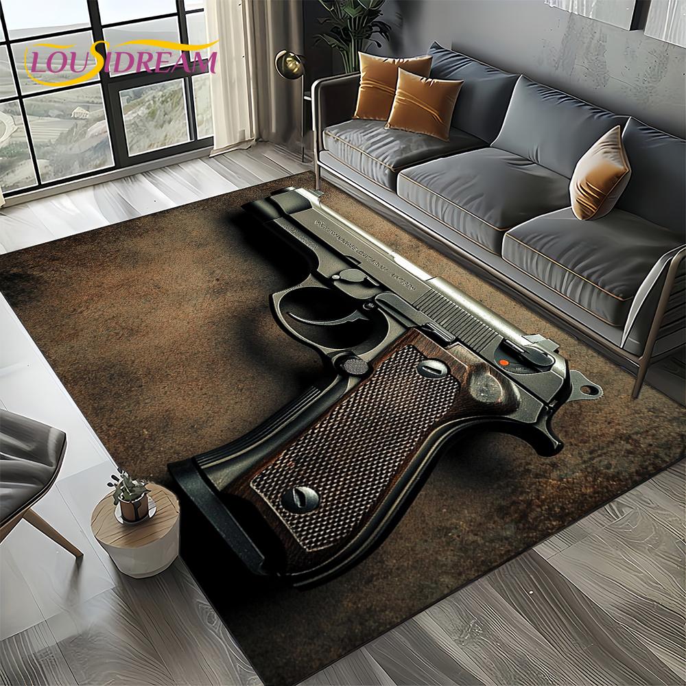 2025 New Cool Guns Pistol Ammunition Bullet Cartridge AK M4 Rug Carpet for Living Room Bedroom Decor,Non-slip for Sofa Doormat