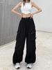 Streetwear Workwear Pants Women Summer Loose Wide Leg Cargo Pants with Large Pockets