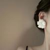 White Flower Pearl Stud Earrings Summer Small Fresh and Sweet Earrings High Sense Fashion Versatile Earrings