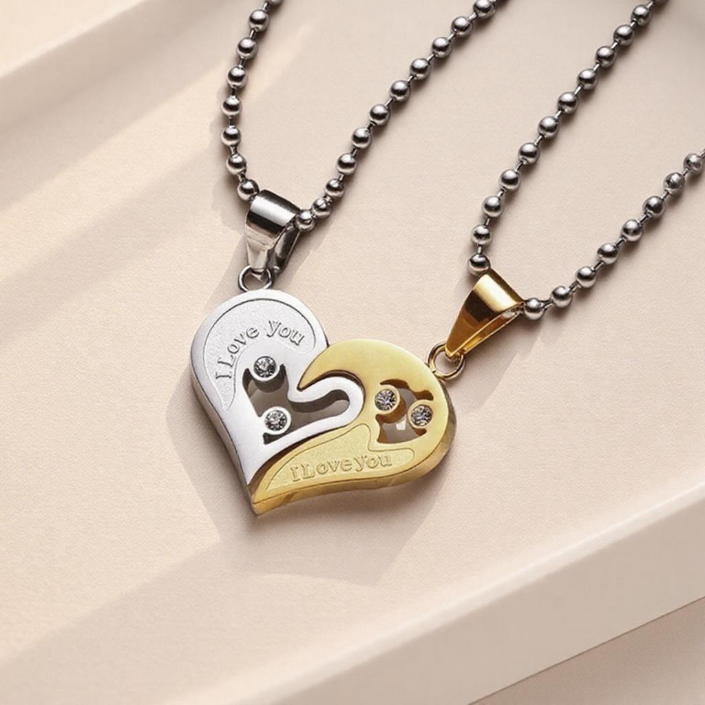 Couple Necklace I Love You Valentine's Day Gift Stainless Steel Matching Letter Pendant for Lovers