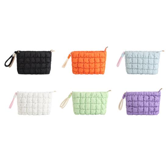 Women Padded Makeup Bag Large Capacity Quilted Cosmetic Pouch Solid Color Makeup Organizer Clutch for Travel Vacation Business Trip