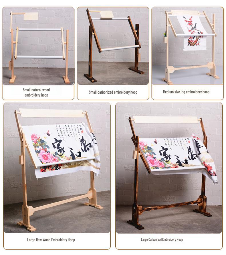 Adjustable Wooden Embroidery Hoop Stand for Cross-Stitch Crafting