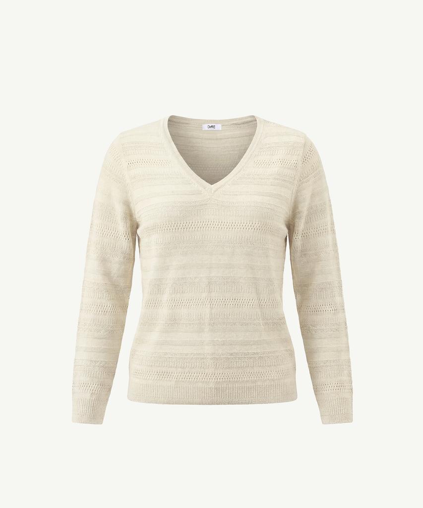 Diale Choir Linen V-Neck Knit - Ivory