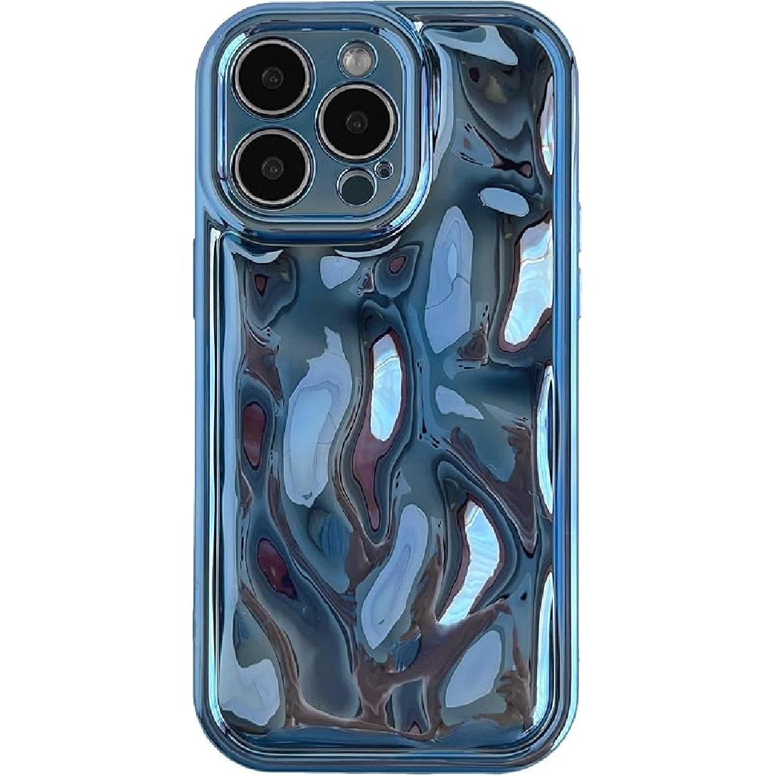 Caseative for iPhone 16 Pro Case,Water Ripple Wave Meteorite Bubble Pattern Chrome Plating Soft Compatible with iPhone Case (Wine Red,iPhone 16 Pro)