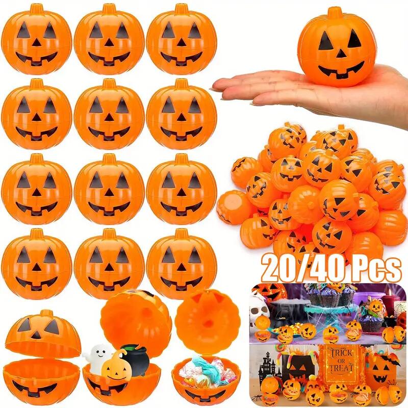 20/40Pcs Mini Halloween Pumpkin Box Plastic Candy Container Kids Trick or Treat Gift Favors Halloween Party Decoration Supplies