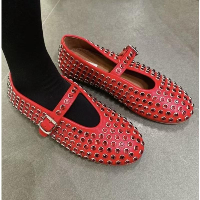 

Fashion Women Fashion Glitter Shoes with Buckle Strap Rhinestone Ballet Flats Crystal Ballerina Shoes Comfortable Female Casual Shoes 35