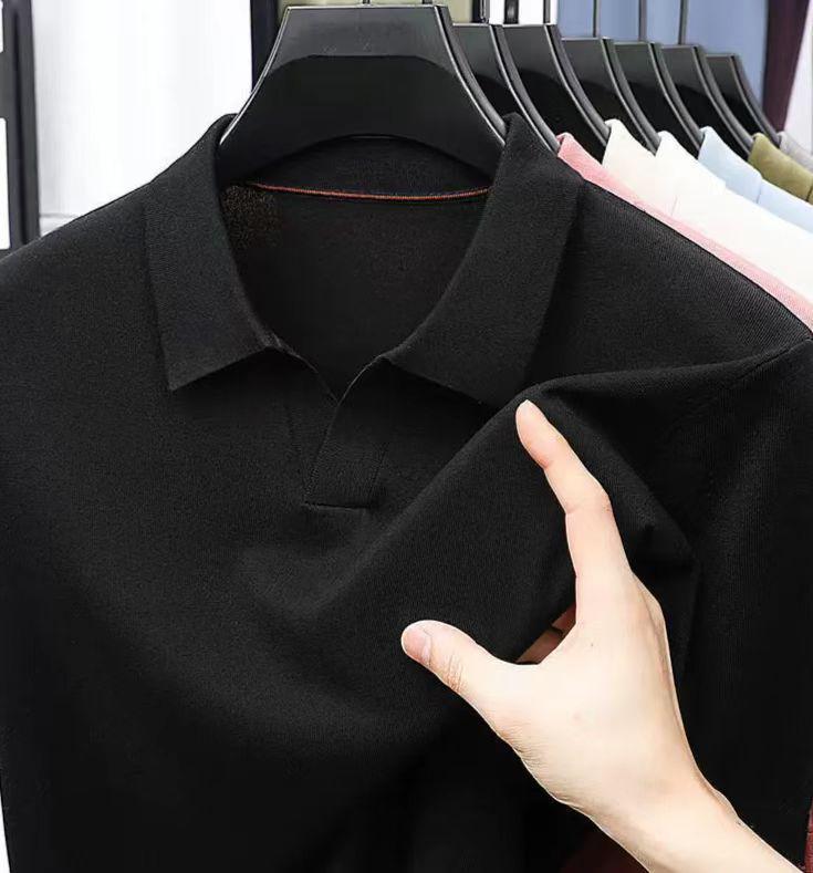 Herren Langarm Polo-Pullover mit Umlegekragen