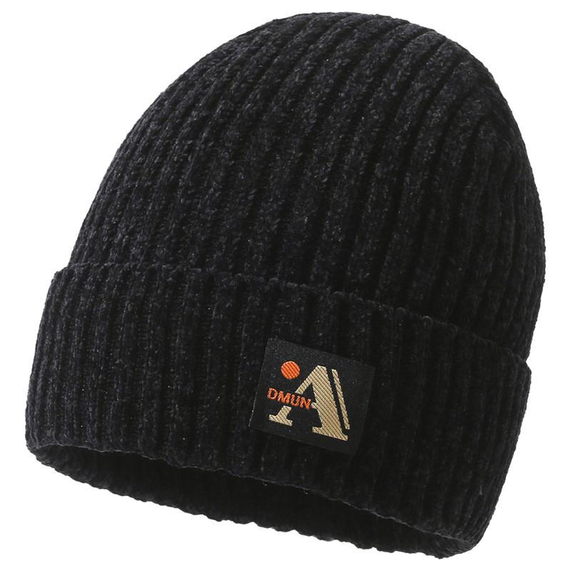 Letter A Printing Beanie Caps Solid Color Knitted Hat Windproof Fashion Gifts