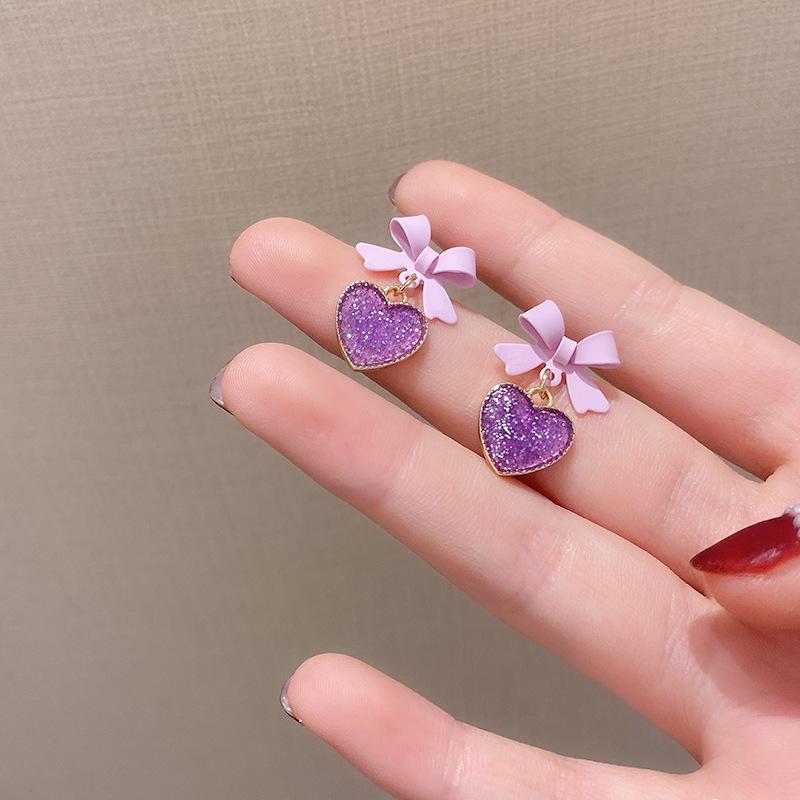 Kolczyki sztyfty z dużym sercem w kolorze białym dla kobiet Dziewczyna Koreańska miłość Drop Glaze Estetyczne życie codzienne Minimalistyczna biżuteria Piercing