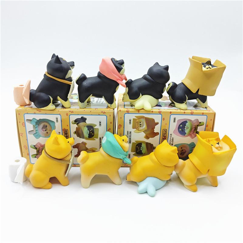 Adorable Pvc Shiba Inu Blind Box Figurines Set Of Eight Reflective Puppies Collectible Toys