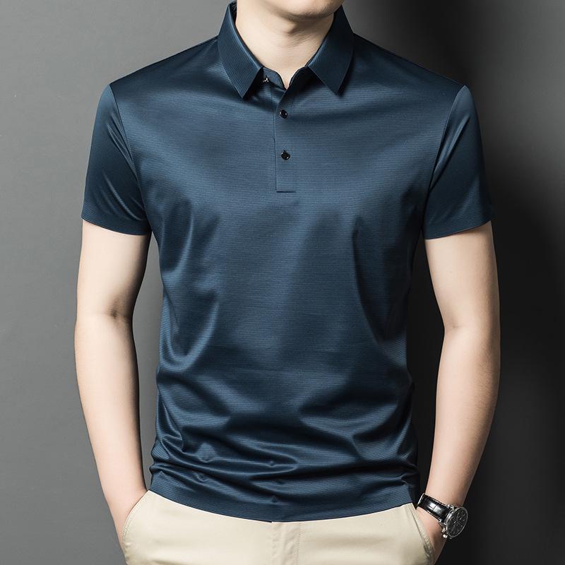 Men's Wrinkle-Resistant Polo - Summer 2026 Business Casual, Short-Sleeve, Non-Iron Collared Shirt for Middle-Aged Dads